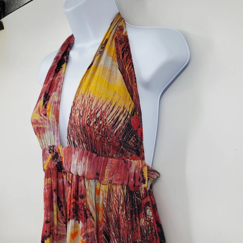 Free People Mika‎ Sunset Dreams Open Back Maxi Halter Boho Resort Dress Small
